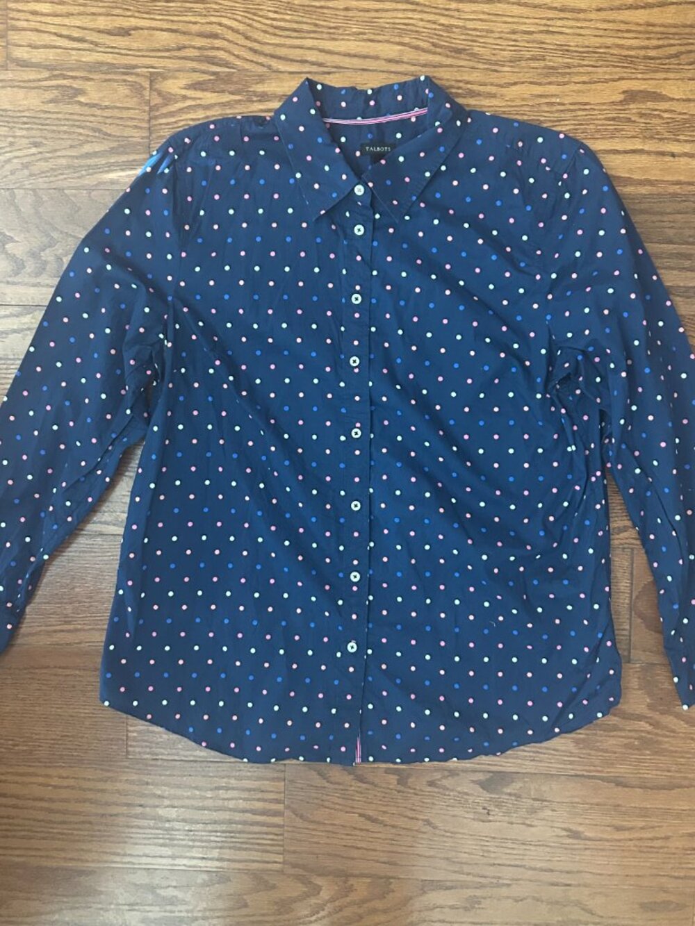Talbots The Classic Casual Shirt Multi-Color Polka Dots Size XL Preppy Size 16 - Picture 3 of 12